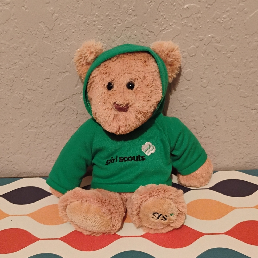 Girl Scouts Plush Teddy Bear With Green Embroidered T-shirt Hoodie 10"